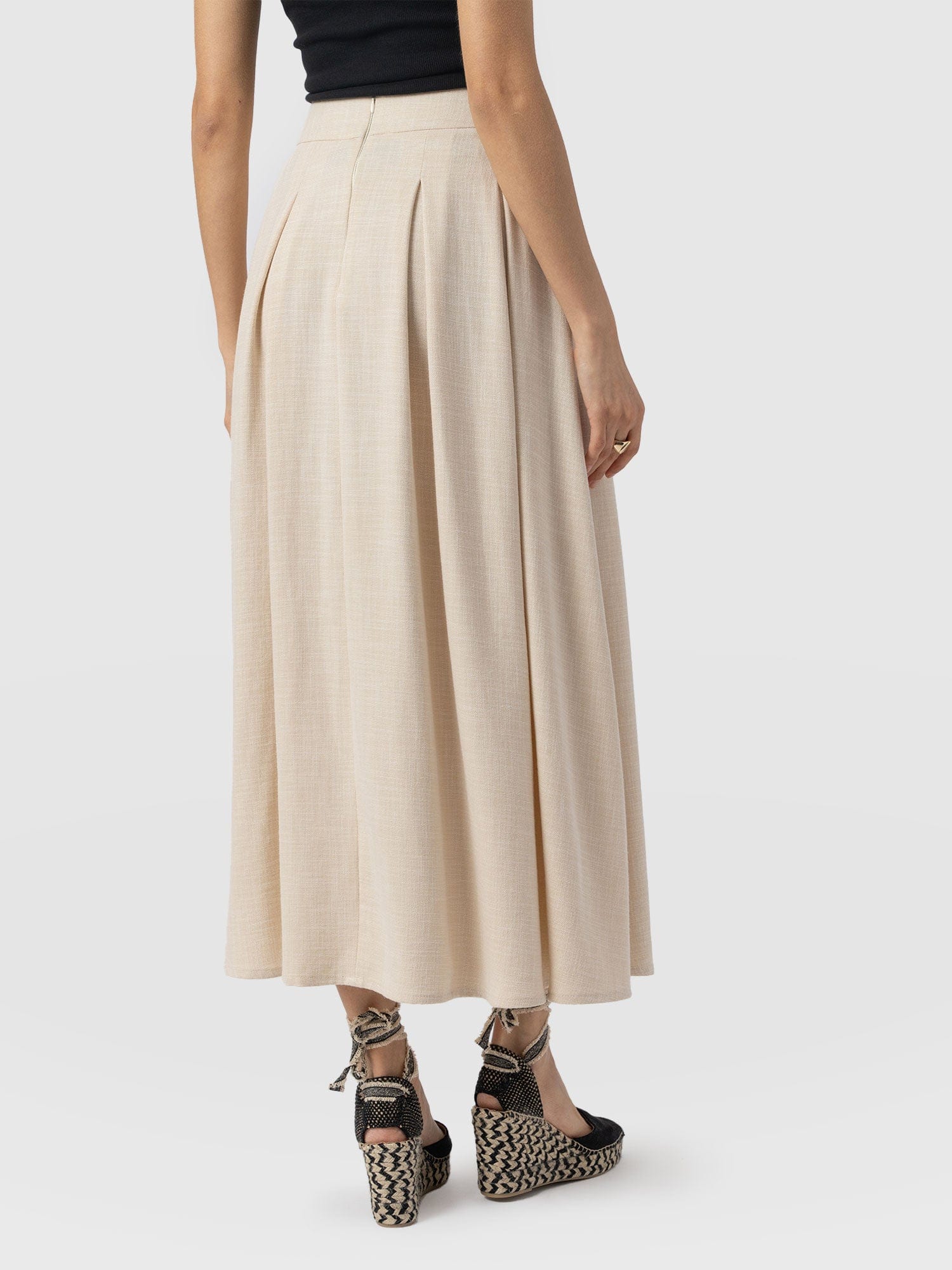 Eliza Pleated Skirt - Cream - Women's Skirts | Saint + Sofia® USA